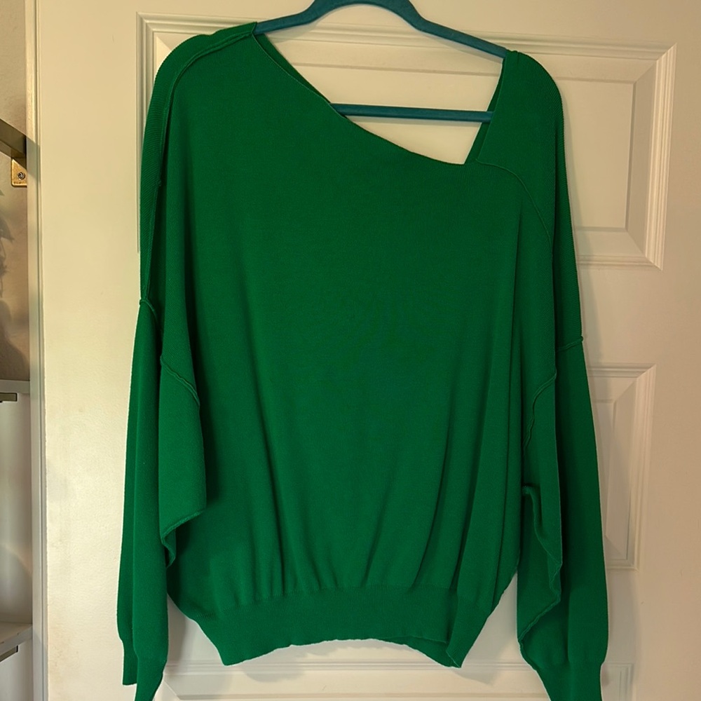 Green Asymmetrical Women's Sweater